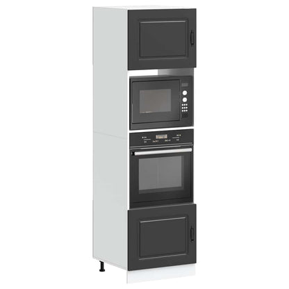 Armários forno 2 pcs Kalmar derivados de madeira preto