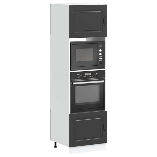 Armários forno 2 pcs Kalmar derivados de madeira preto