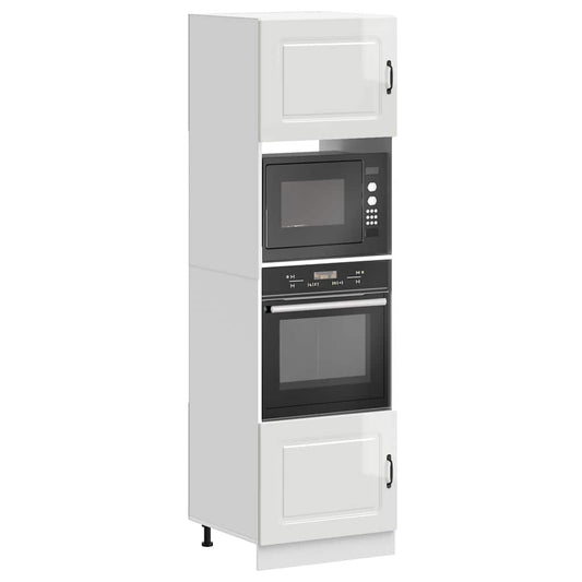 Armários forno 2pcs Kalmar derivados de madeira branco brilhante