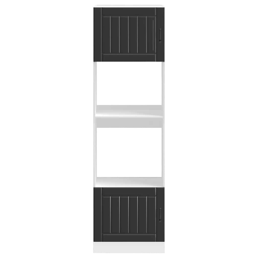 Armários forno 2 pcs Lucca derivados de madeira preto