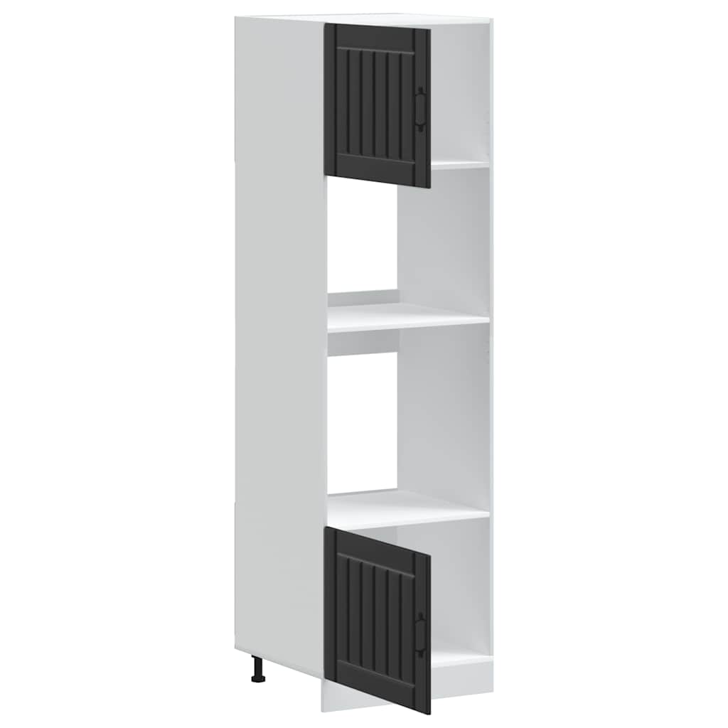 Armários forno 2 pcs Lucca derivados de madeira preto