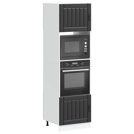 Armários forno 2 pcs Lucca derivados de madeira preto