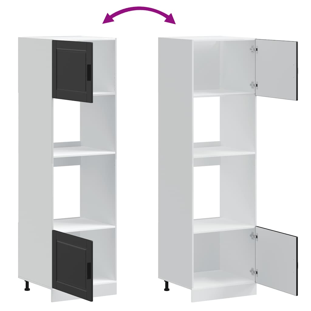 Armários forno 2 pcs Porto derivados de madeira preto