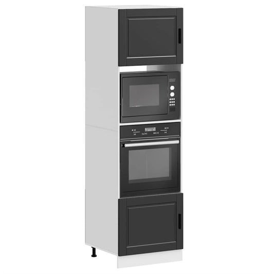 Armários forno 2 pcs Porto derivados de madeira preto