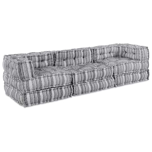 Sofá Modular Riscas 3 pcs Cinzento-claro 70 x 70 x 56 cm tecido