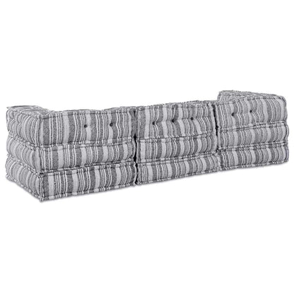 Sofá Modular Riscas 3 pcs Cinzento-claro 70 x 70 x 56 cm tecido