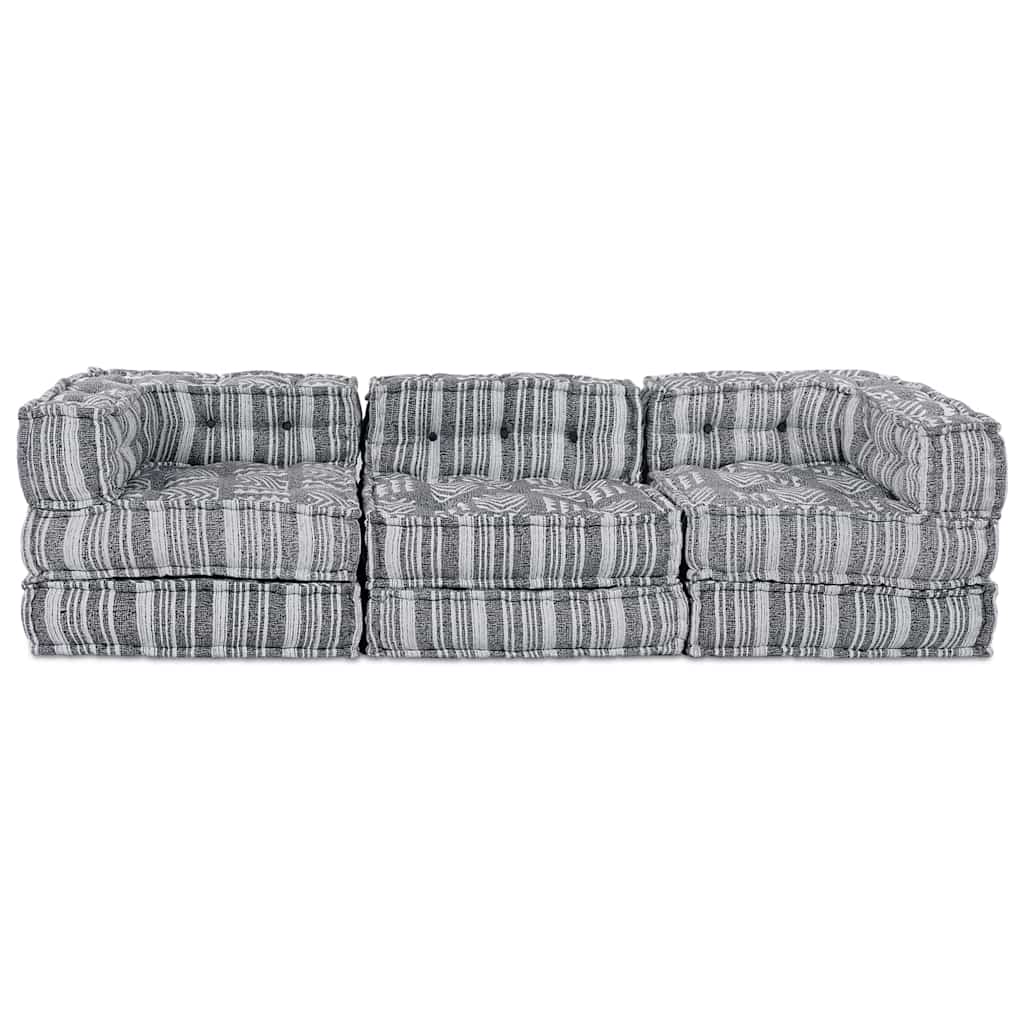 Sofá Modular Riscas 3 pcs Cinzento-claro 70 x 70 x 56 cm tecido