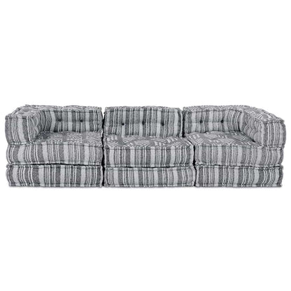 Sofá Modular Riscas 3 pcs Cinzento-claro 70 x 70 x 56 cm tecido