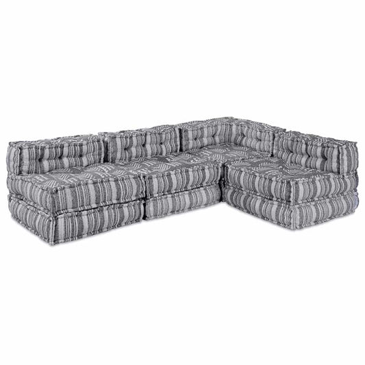 Sofá Modular Riscas 4 pcs Cinzento-claro 70 x 70 x 56 cm tecido