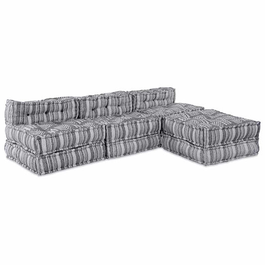 Sofá Modular Riscas 4 pcs Cinzento-claro 70 x 70 x 56 cm tecido