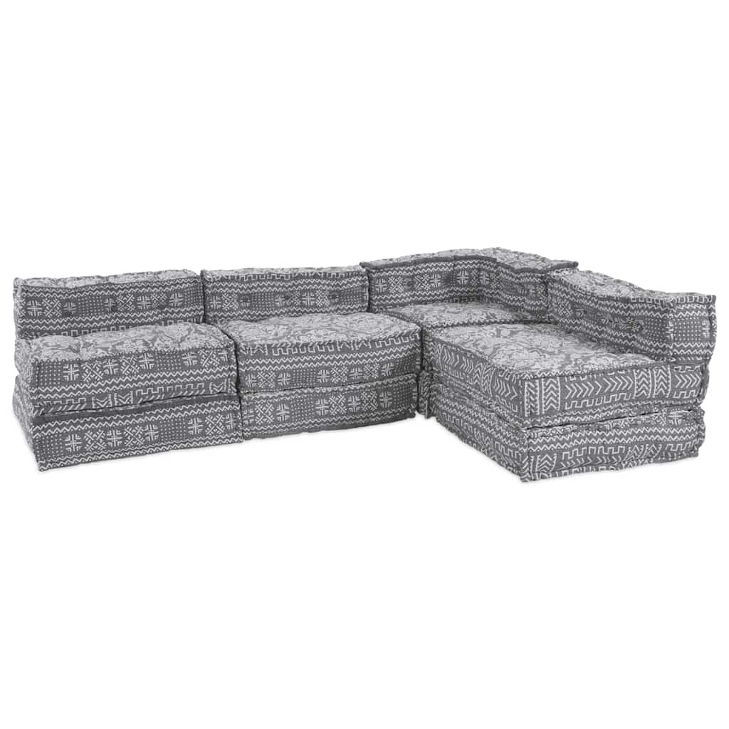 Sofá Modular Manual 4 pcs Cinzento-claro 70 x 70 x 56 cm tecido