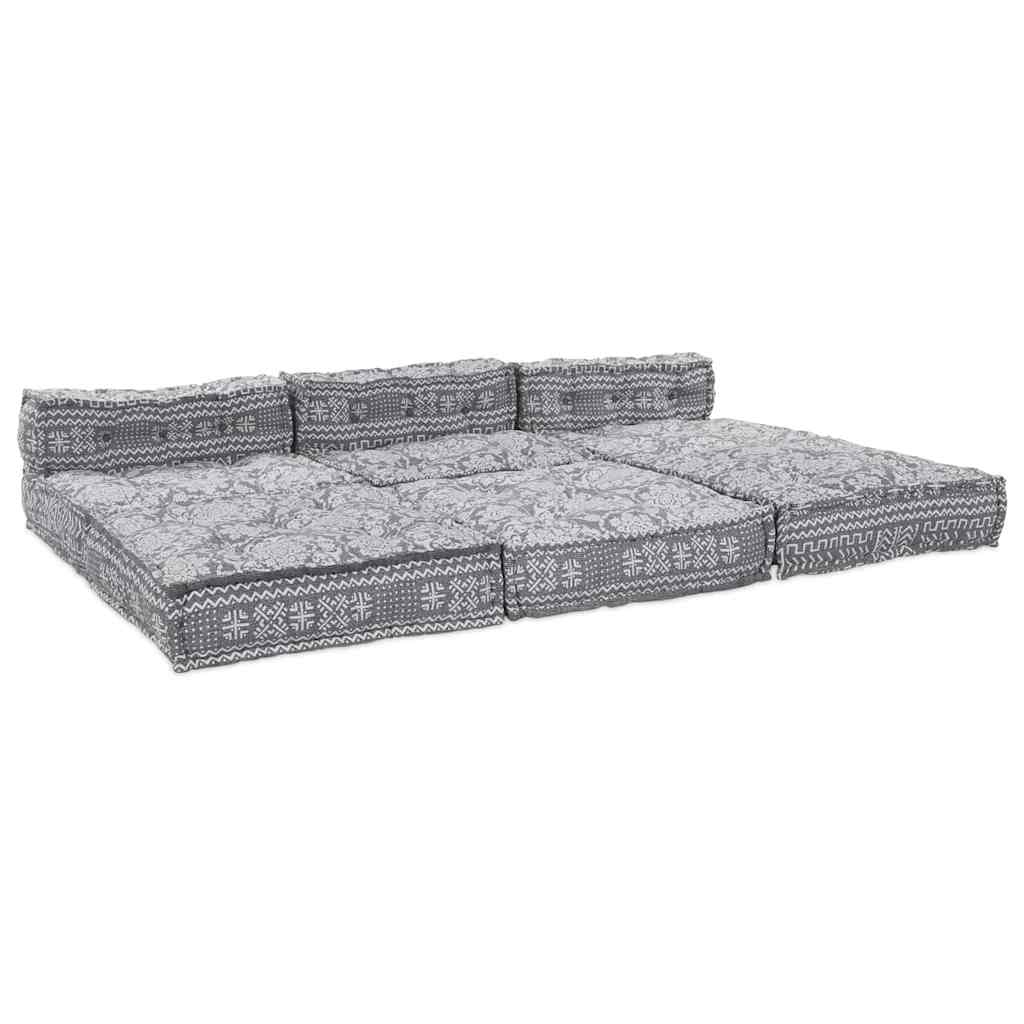 Sofá Modular Manual 4 pcs Cinzento-claro 70 x 70 x 56 cm tecido