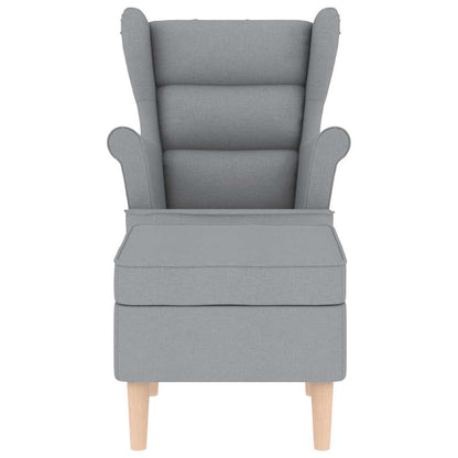 Poltrona com apoio de pés tecido cinzento-claro