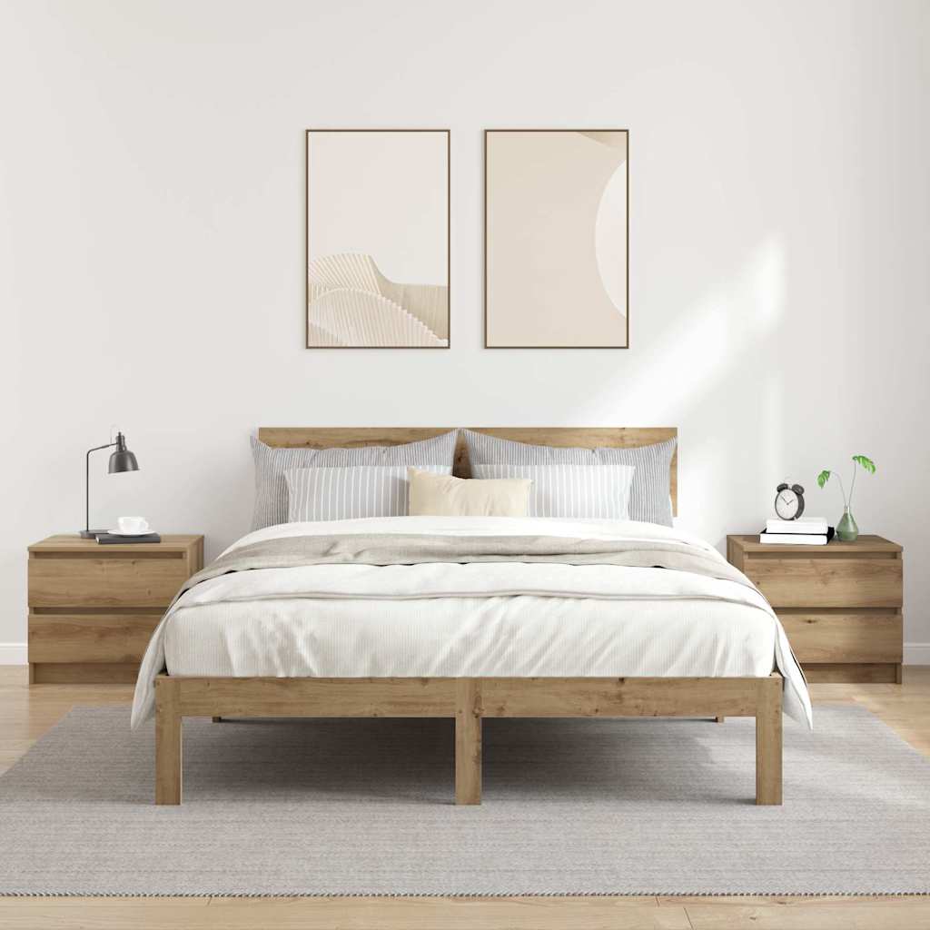 Mesas de cabeceira 2pcs derivados de madeira carvalho artisiano