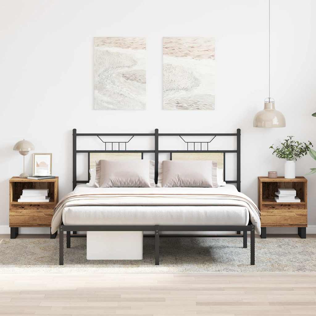 Mesas cabeceira 2pcs 40x35x50cm derivados madeira madeira velha