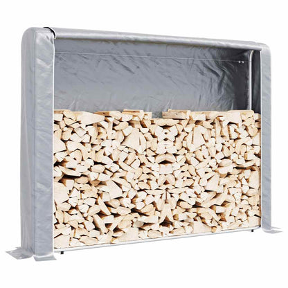 Rack de lenha com tampa de chuva 200x25x150 cm aço galvanizado