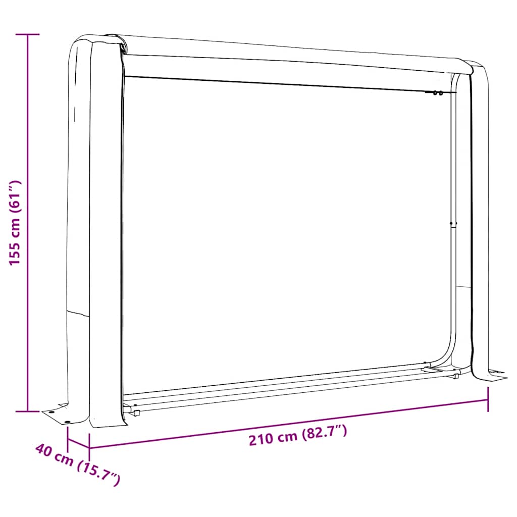 Rack de lenha com tampa de chuva 200x25x150 cm aço galvanizado