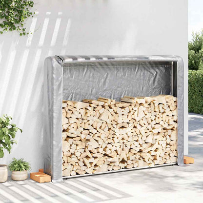Rack de lenha com tampa de chuva 200x25x150 cm aço galvanizado