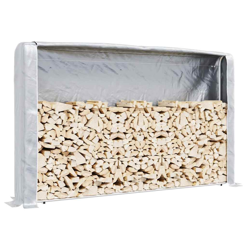 Rack de lenha com tampa de chuva 250x25x150 cm aço galvanizado