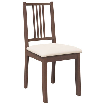 Cadeiras de jantar com almofadões 2 pcs madeira maciça castanho