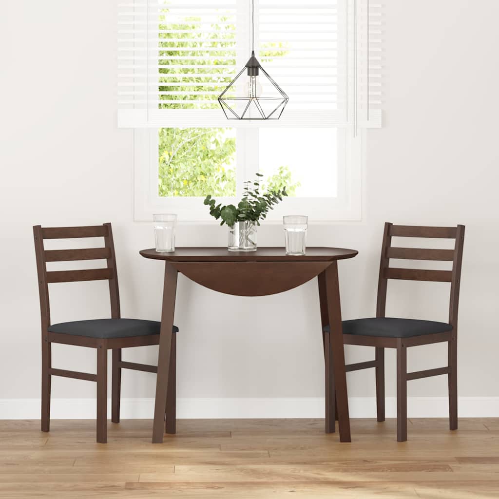 Cadeiras de jantar com almofadões 2 pcs madeira maciça castanho