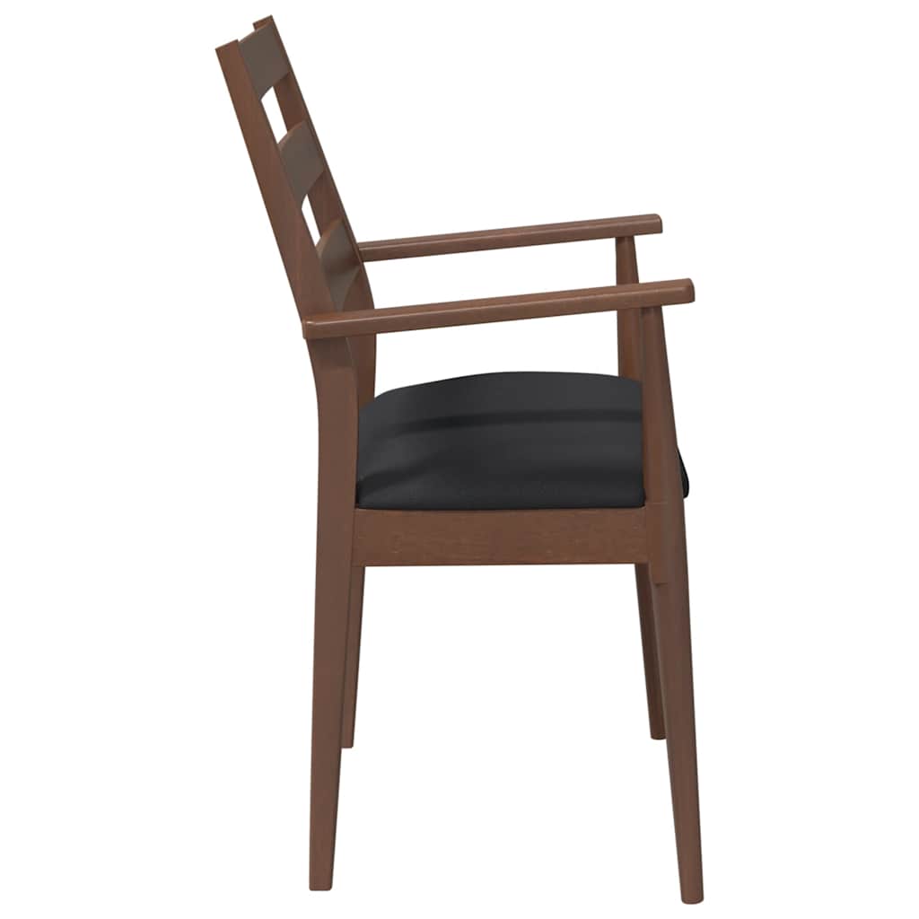 Cadeiras de jantar com almofadões 2 pcs madeira maciça castanho