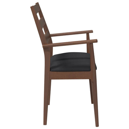 Cadeiras de jantar com almofadões 2 pcs madeira maciça castanho