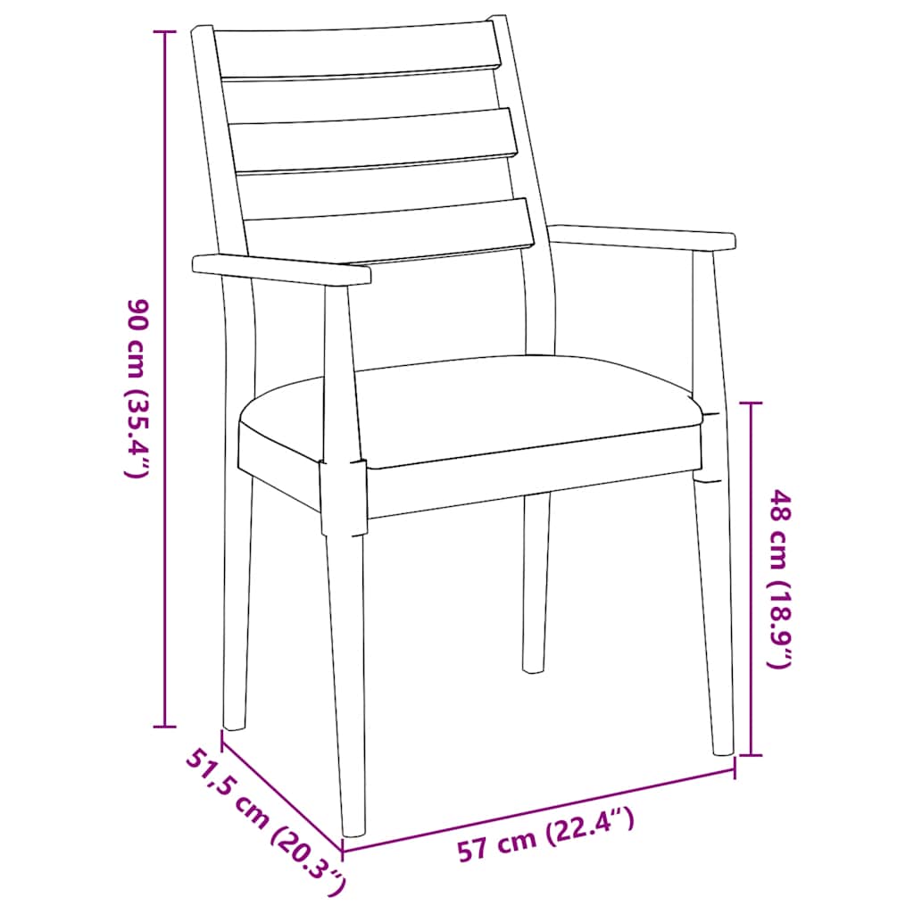 Cadeiras de jantar com almofadões 2 pcs madeira maciça branco