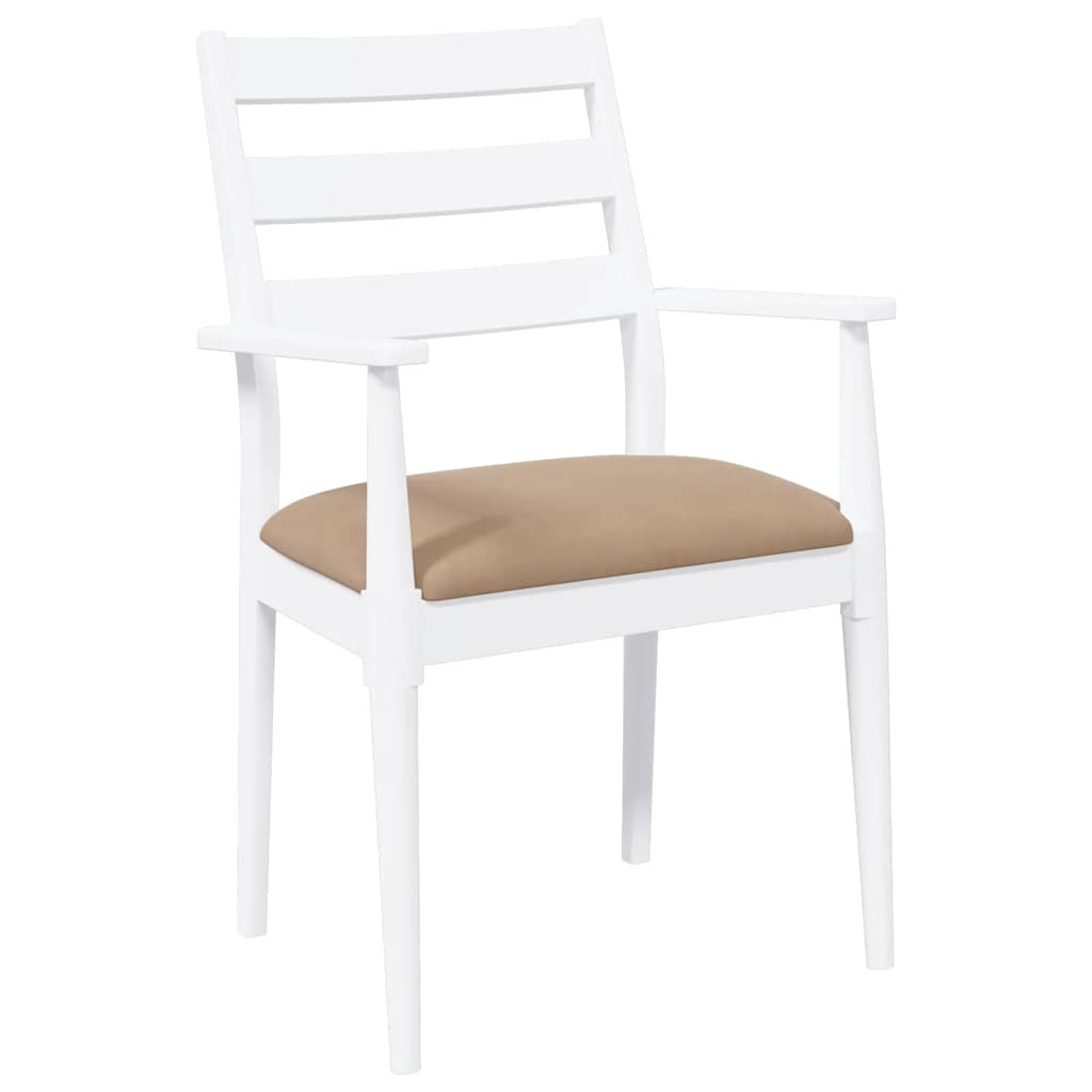 Cadeiras de jantar com almofadões 2 pcs madeira maciça branco