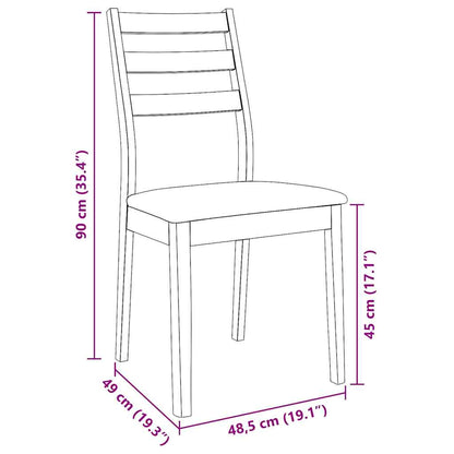 Cadeiras de jantar com almofadões 2 pcs madeira maciça natural