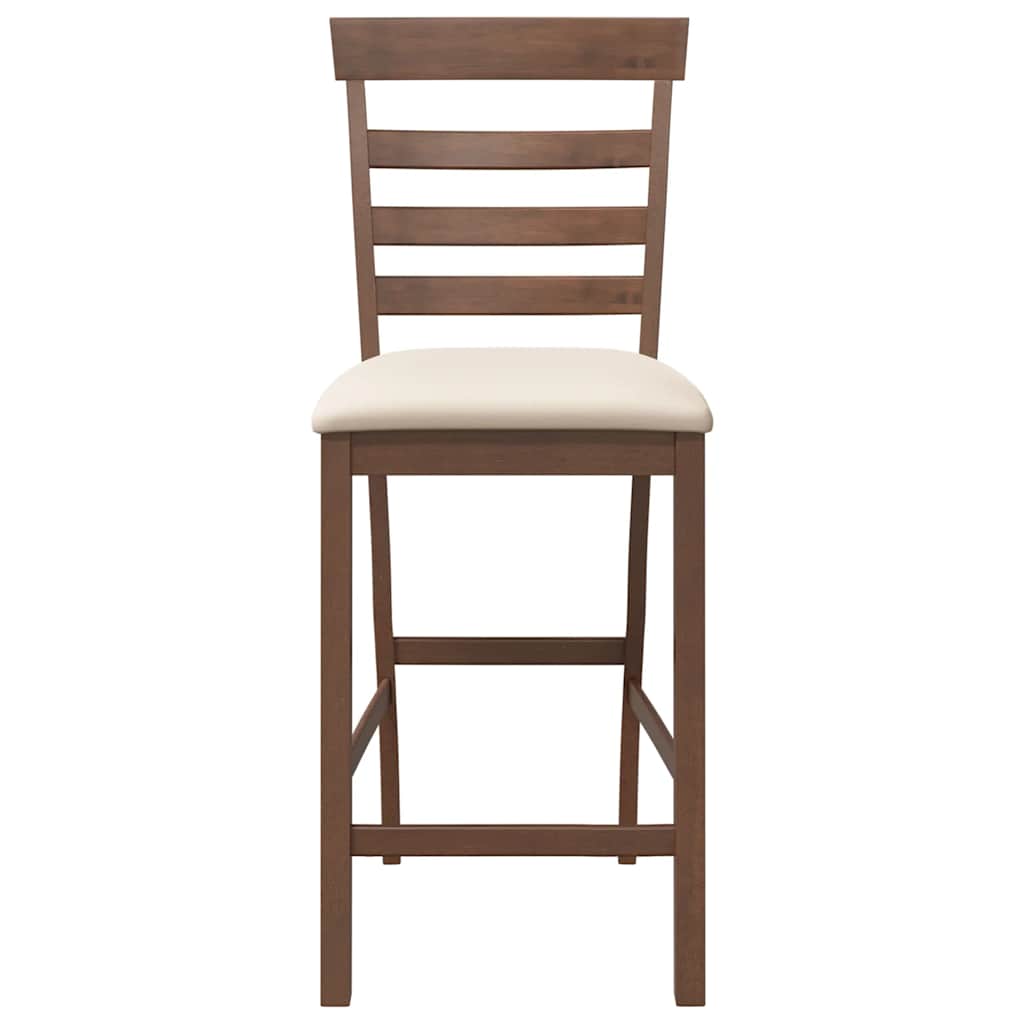 Bancos de bar com almofadões 2pcs madeira de seringueira maciça