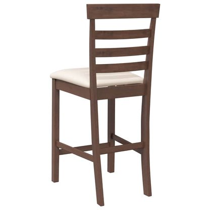 Bancos de bar com almofadões 2pcs madeira de seringueira maciça