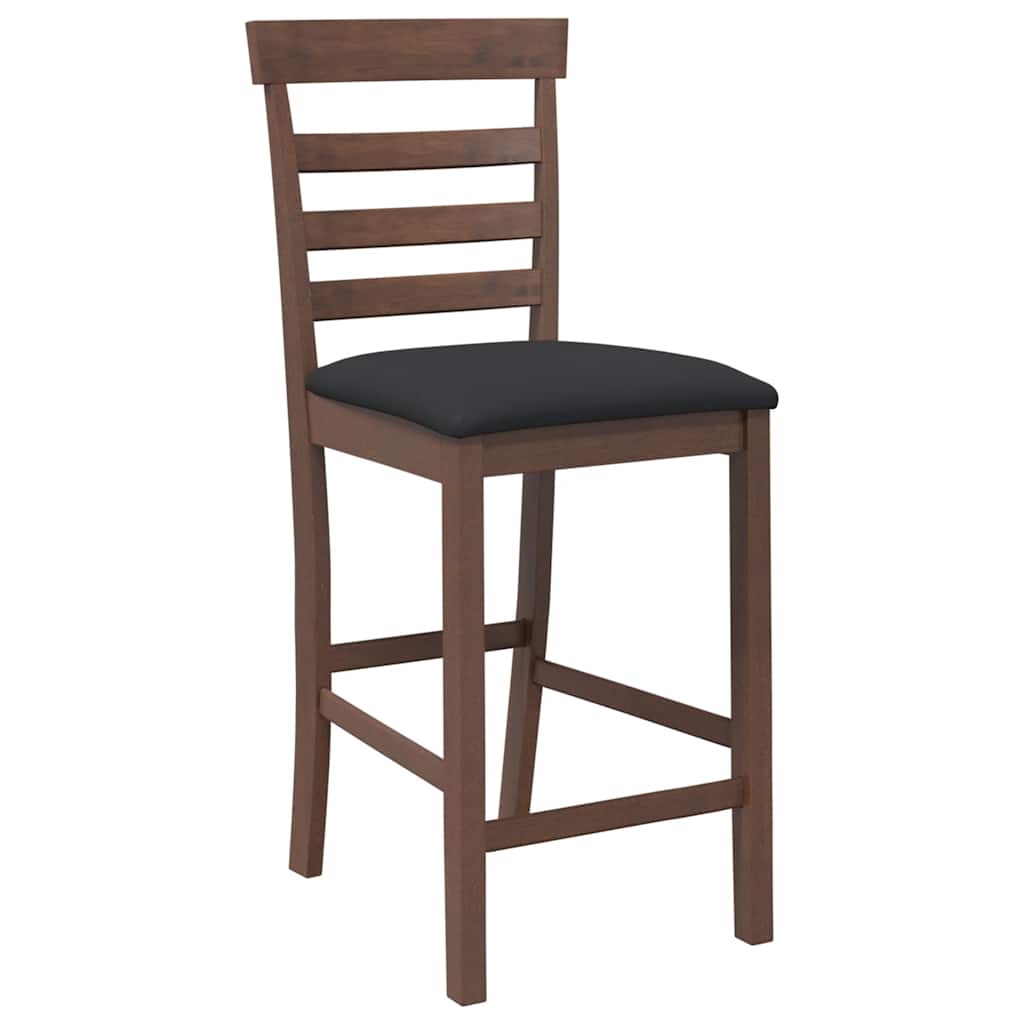 Bancos de bar com almofadões 2pcs madeira de seringueira maciça