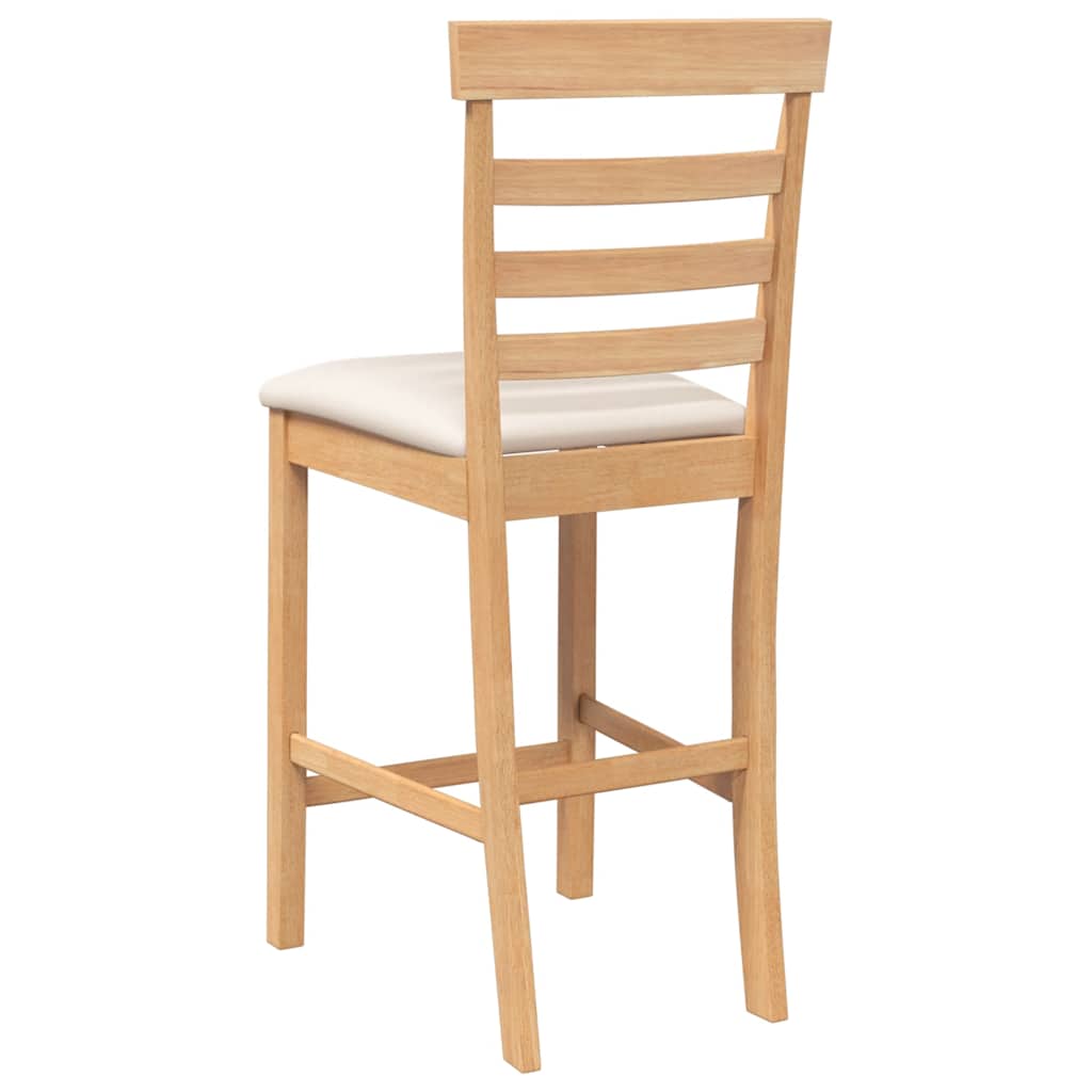 Bancos de bar com almofadões 2pcs madeira de seringueira maciça