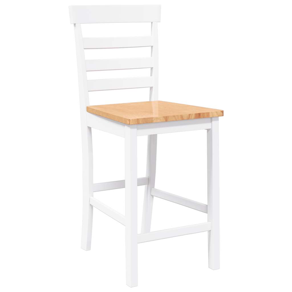 Bancos de bar 2 pcs madeira de seringueira maciça branco