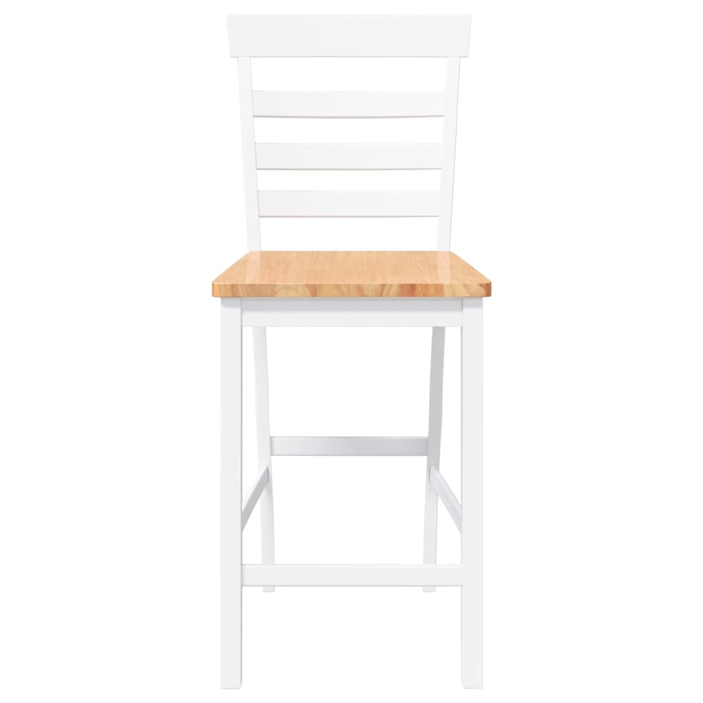 Bancos de bar 2 pcs madeira de seringueira maciça branco
