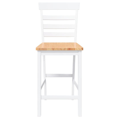 Bancos de bar 2 pcs madeira de seringueira maciça branco
