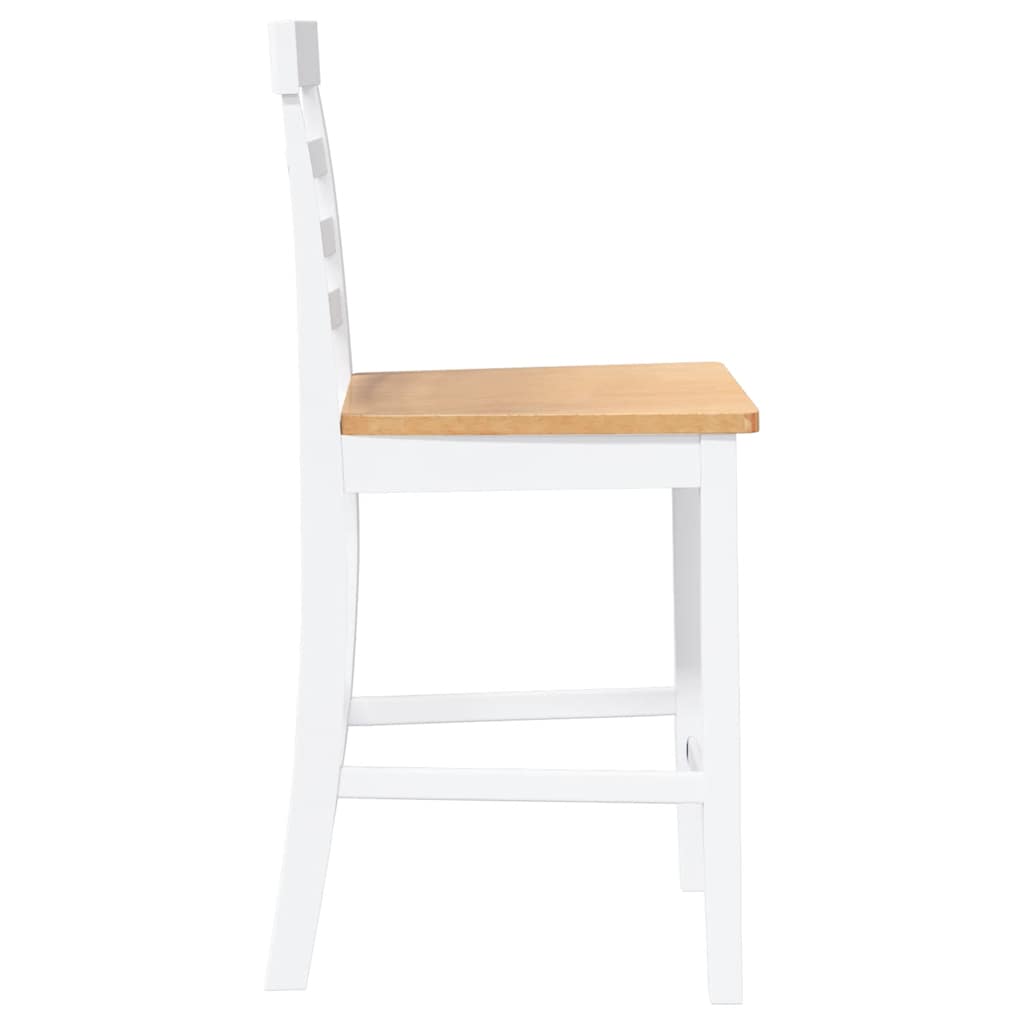 Bancos de bar 2 pcs madeira de seringueira maciça branco