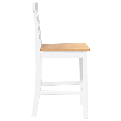 Bancos de bar 2 pcs madeira de seringueira maciça branco
