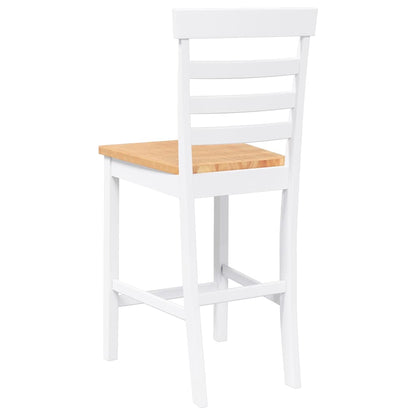 Bancos de bar 2 pcs madeira de seringueira maciça branco
