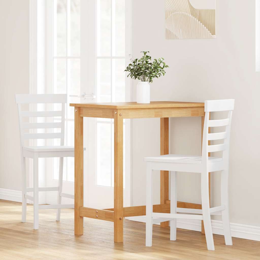 Bancos de bar 2 pcs madeira de seringueira maciça branco