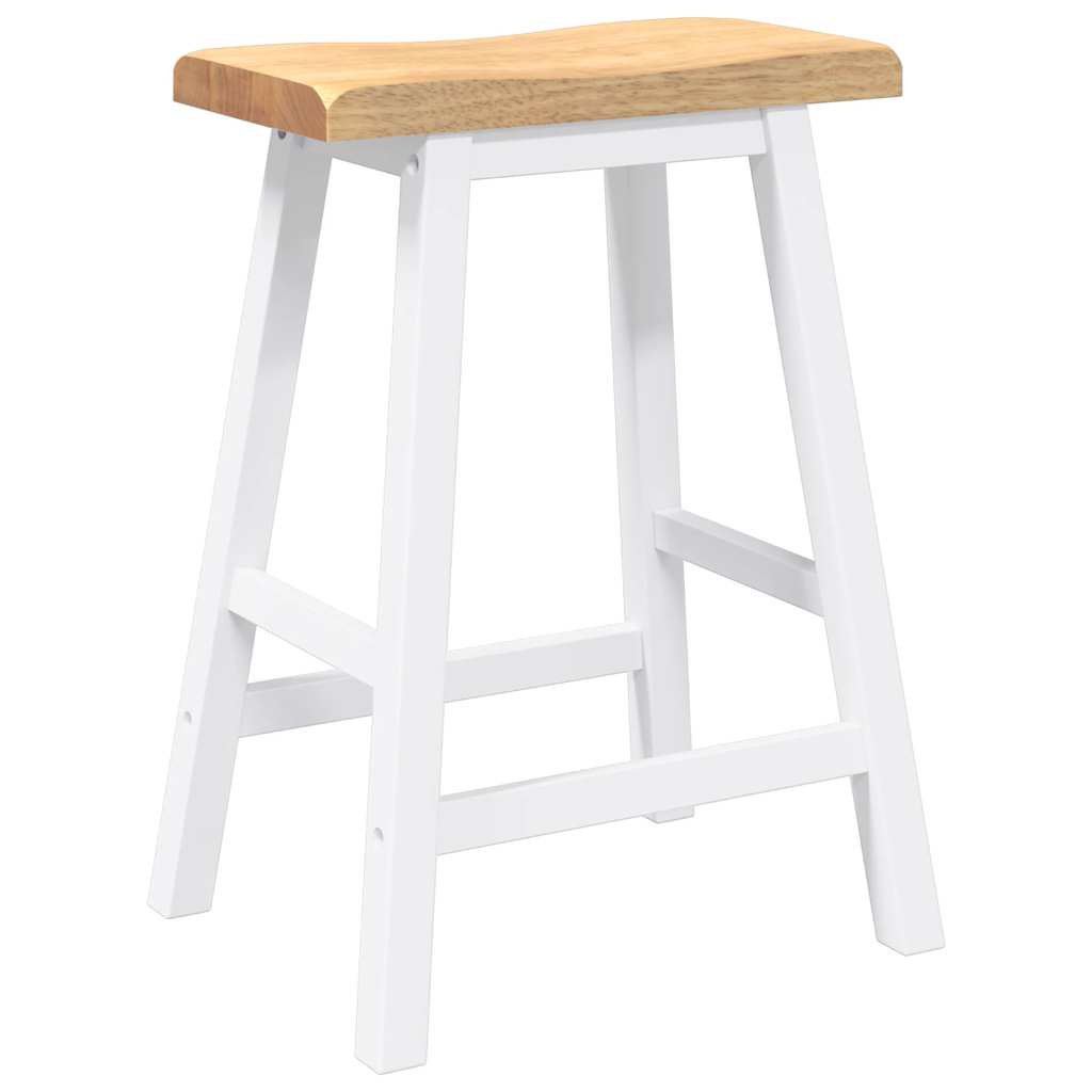 Bancos de bar 2 pcs madeira de seringueira maciça branco
