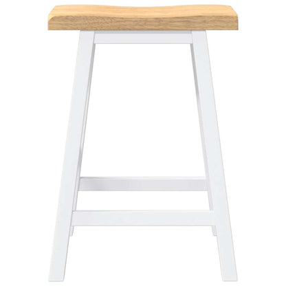 Bancos de bar 2 pcs madeira de seringueira maciça branco