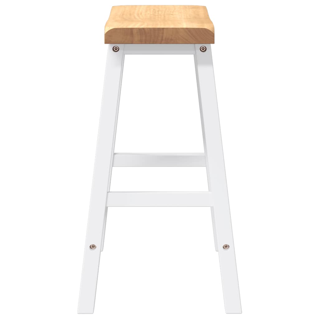 Bancos de bar 2 pcs madeira de seringueira maciça branco