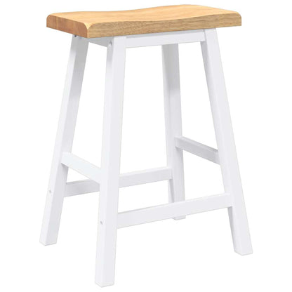 Bancos de bar 2 pcs madeira de seringueira maciça branco