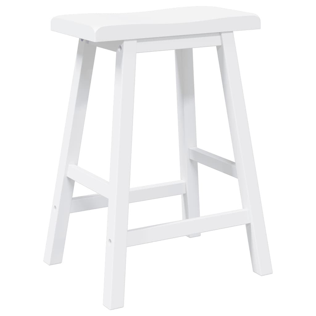 Bancos de bar 2 pcs madeira de seringueira maciça branco