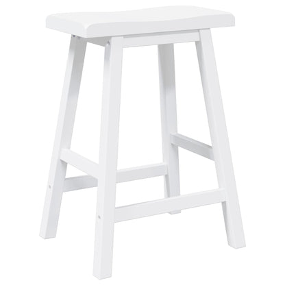 Bancos de bar 2 pcs madeira de seringueira maciça branco