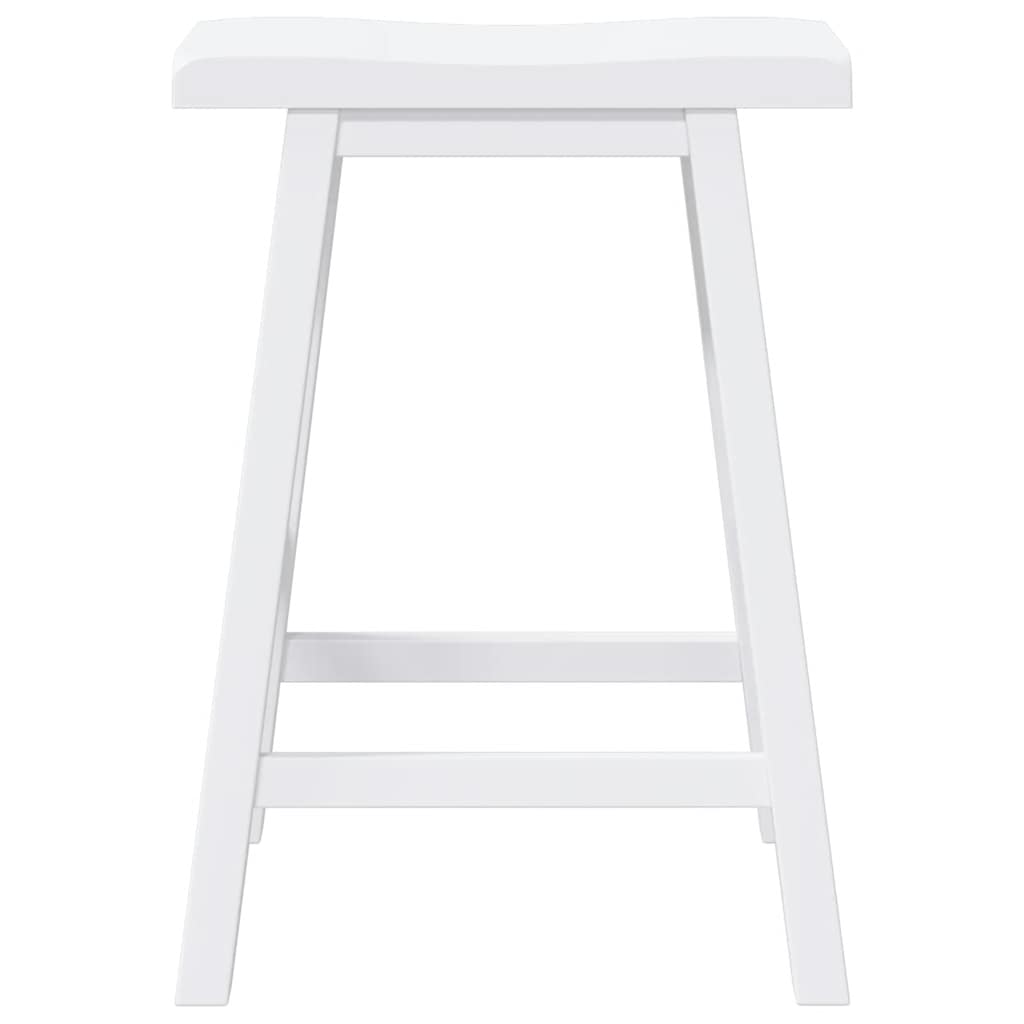 Bancos de bar 2 pcs madeira de seringueira maciça branco
