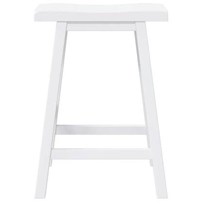Bancos de bar 2 pcs madeira de seringueira maciça branco