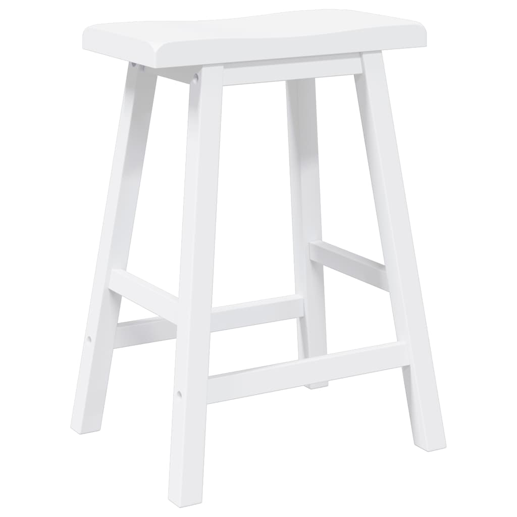 Bancos de bar 2 pcs madeira de seringueira maciça branco